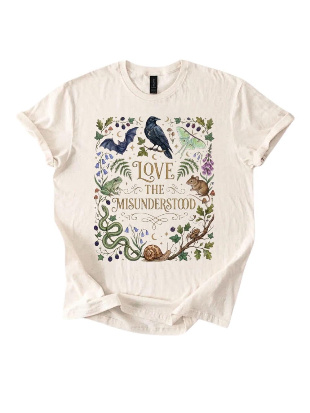 Gildan Love the Misunderstood Cream Graphic Tee - Pets/Bird Design